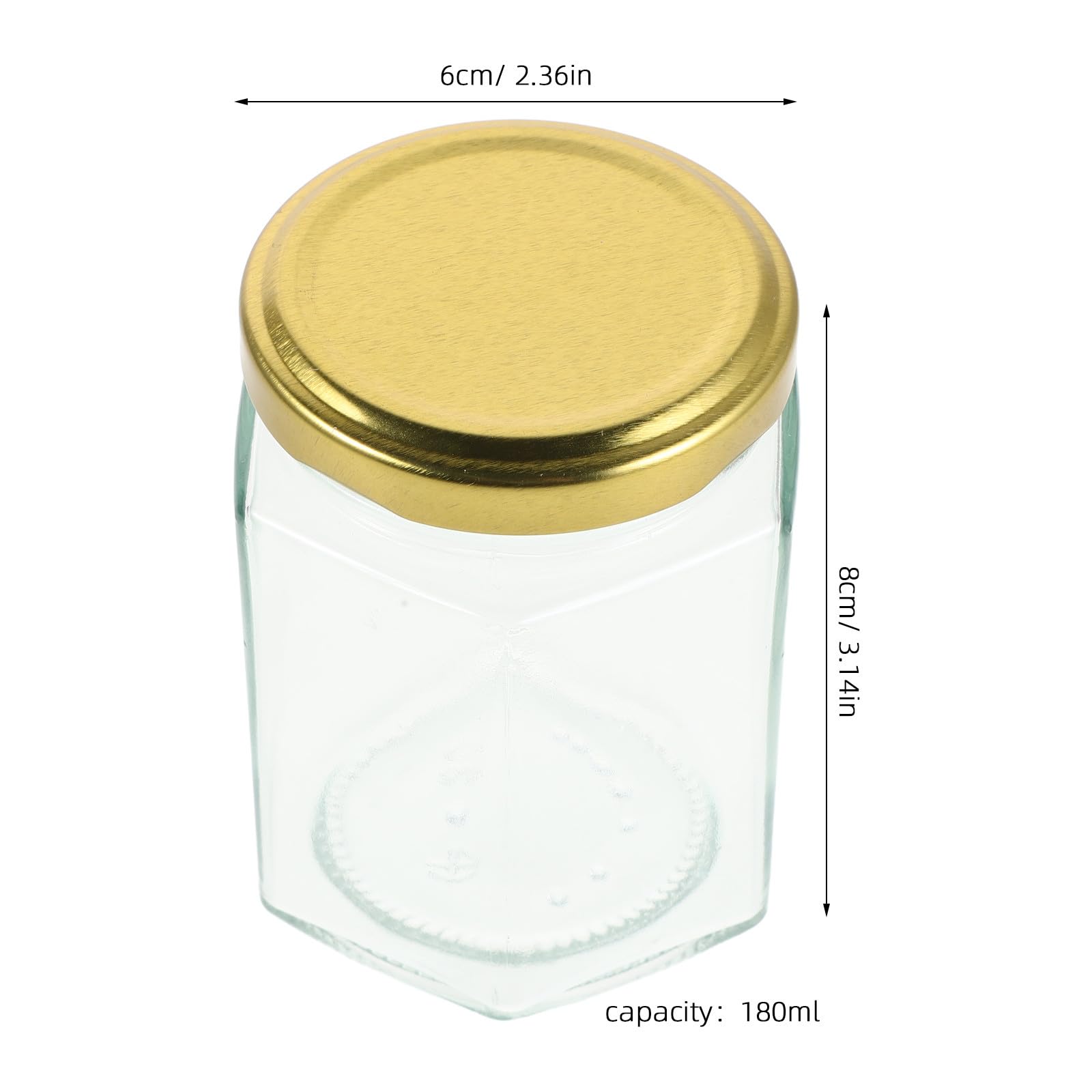 Operitacx 8 frascos de vidrio hexagonales pequeños con tapa, mini recipientes para miel, botellas de almacenamiento de mermelada a prueba de fugas de 180 ml/6 oz para salsa de chile, miel, mermeladas,