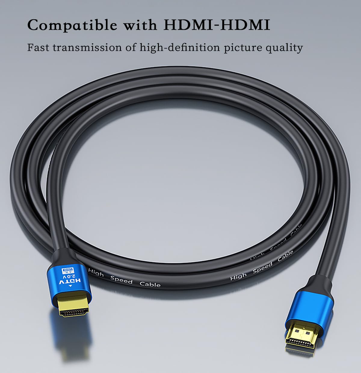 Kabel interfejsu multimedialnego 2.0 o wysokiej rozdzielczości, 4K, 60 Hz, wysoka prędkość, obsługuje synchronizację audio wideo 3D, pozłacany, kompatybilny z monitorem telewizyjnym HDMI 2.0