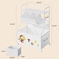Vista 7 de BBLIKE Organizador de Almacenamiento de Juguetes con Ruedas - Caja de Juguetes Grande de 3 Niveles para Niños, Caja de Juguetes con Almacenamiento
