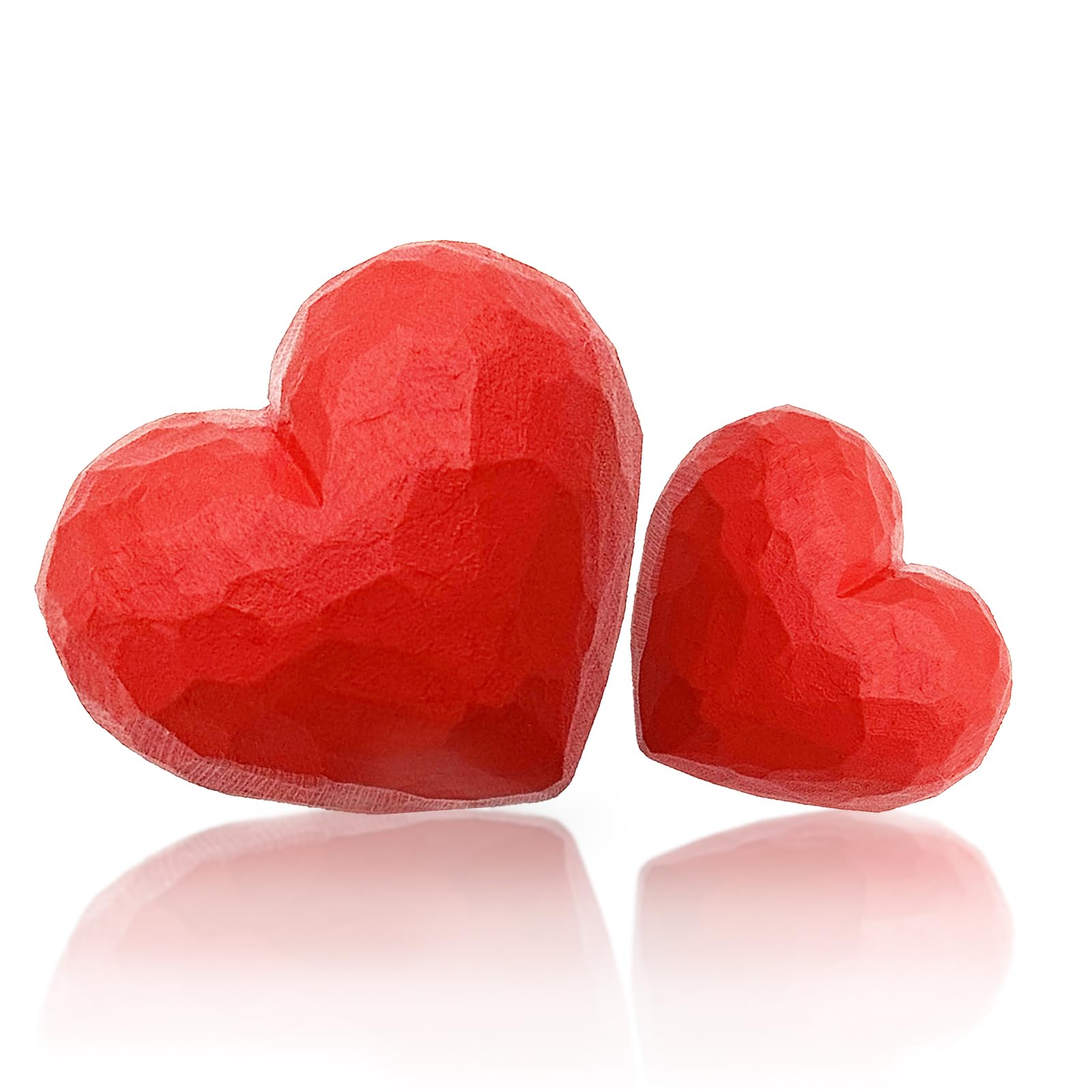 Handmade Heart Gift,Wooden Red Heart for Holding in Hand,Warm Encouraging Pocket Gift for Valentines,Birthday,Anniversary,Couples,Husband,Wife,Boyfriend,Girlfriend,Home Decor (4CM+6CM)