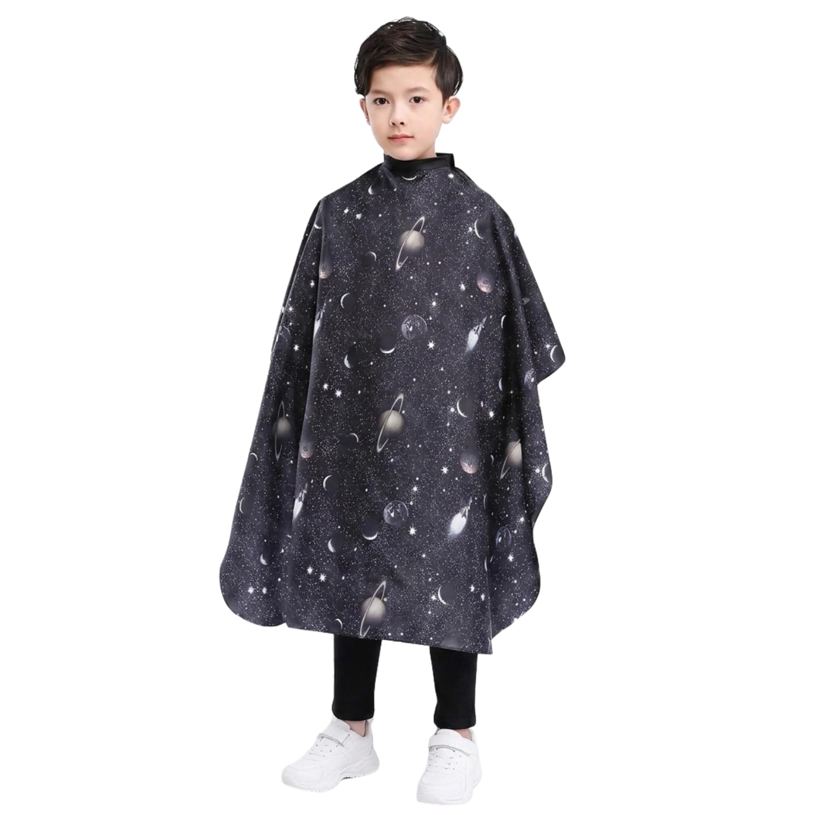 PERFEHAIR Kids Haircut Barber Cape Cover for Hair Cutting,Styling and Shampoo, for Boys - Black Space Printing