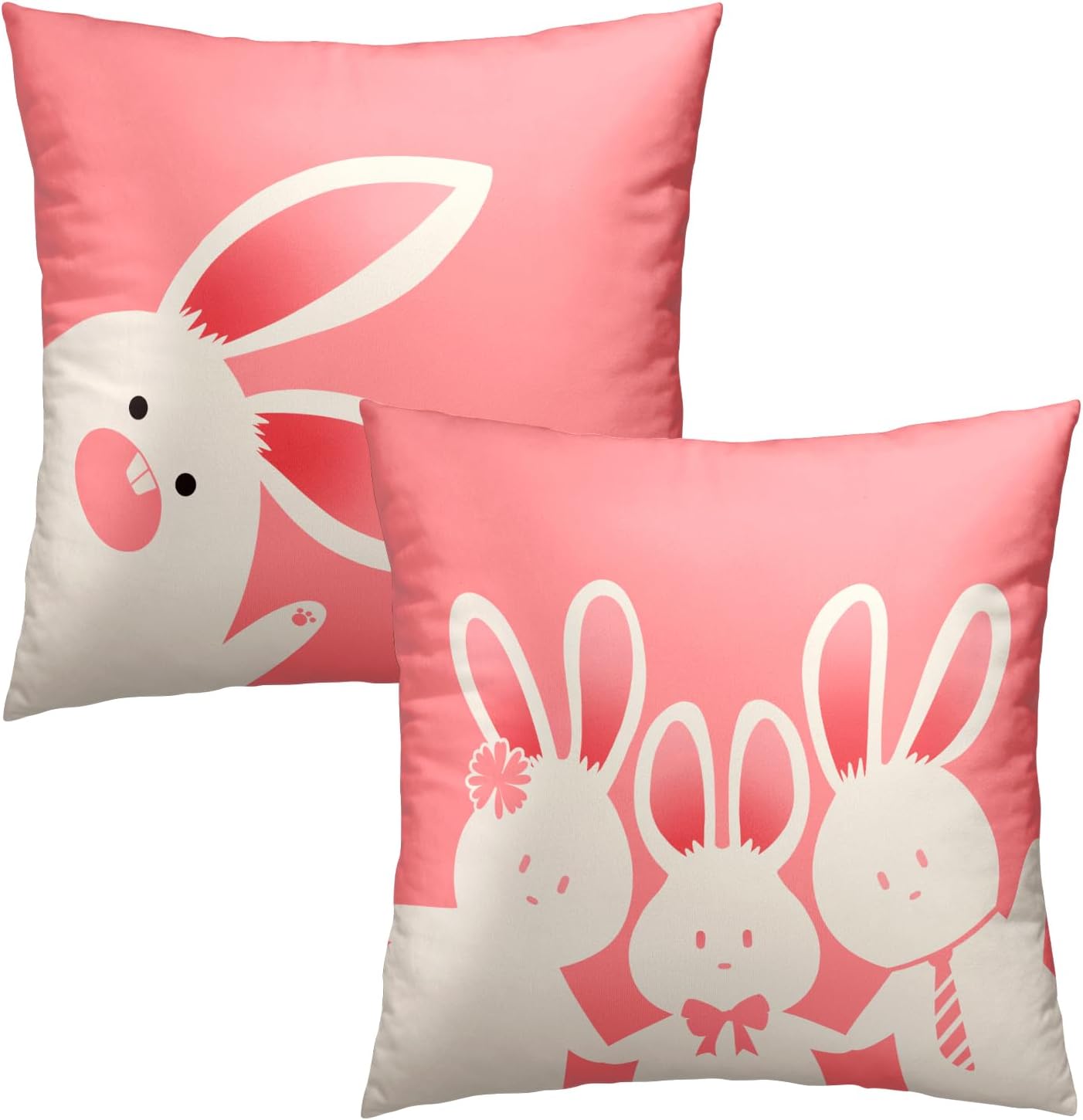 Granbey Pink Rabbit Throw Pillow Cover Cute Rabbit Bunny