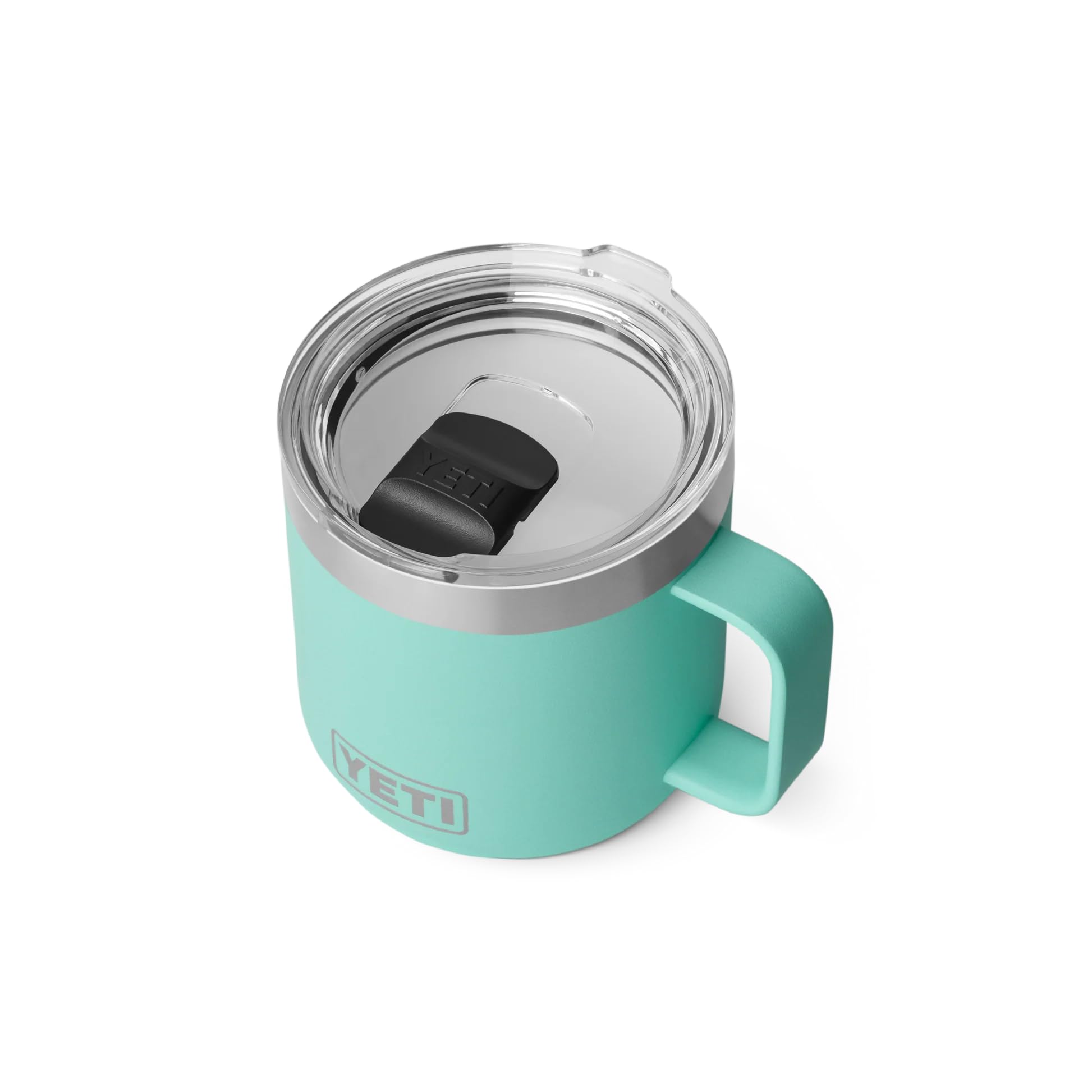 YETI Rambler 14 oz (414 ml) Stackable Mug with Durasip Ceramic Lining, Stainless Steel Vacuum Insulated Coffee Cup with Removable Magslider Lid, Seafoam
