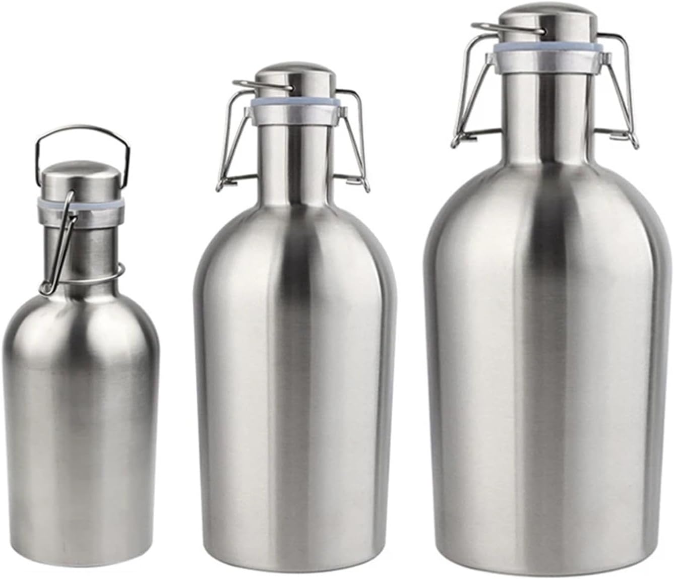 Brewing accessories 32OZ/64OZ Stainless Steel Beer Growler, Homebrew Portable Beer Barrel Secure Swing Top Lid Craft Beer Bottle Tight Airtight Seal Brewing accessories(32 oz single wall)