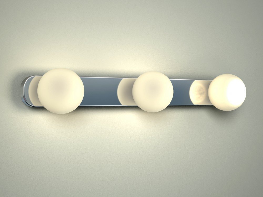 Applique murale verre métal chromé IP44 salle de bain 42 cm G9 3 lampes boules miroir moderne BRAZOS