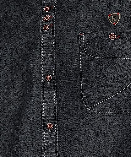Image of Kuons Avenue Men's Denim Casual Shirt | Regular Fit | Half Sleeves | Spread Collar | Stylish Denim Shirt for Men