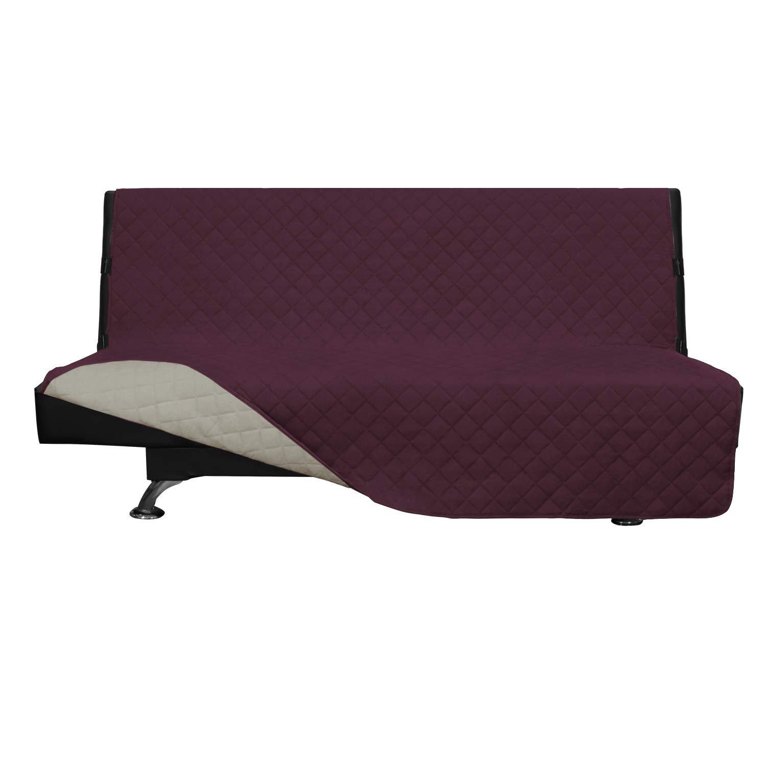 Easy-Going Reversible Couch Cover, Large Futon Sofa, Wine/Beige
