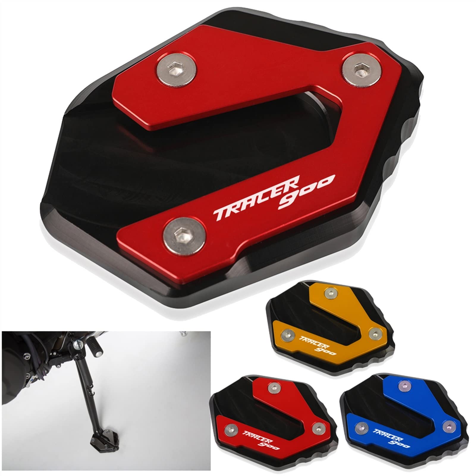 Motorstandaards Voor Yamaha Tracer 9 900 GT 9GT 900GT MT09 2013-2015 2016 2017 2018 2020 2019 Motorfiets Accessoires Kickstand SideStand Vergroten Extension Plaat Pad (Color : Gold A