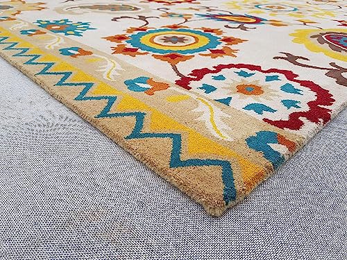 Image of Mordern Design Handmade Tufted Carpet Pure Woollen Export Quality Carpet for Living Room, Bedroom Hall [ Size 7 x 10, Color Multi R6 ]