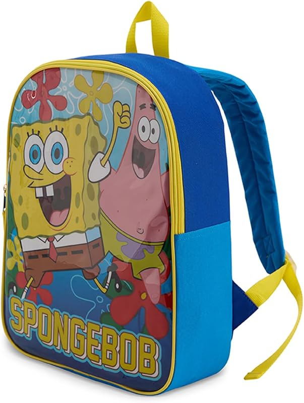 Nickelodeon Spongebob Squarepants Mochila para niño pequeño - Mochila para niño pequeño con correas acolchadas y compartimento con cremallera para niños pequeños - 15"