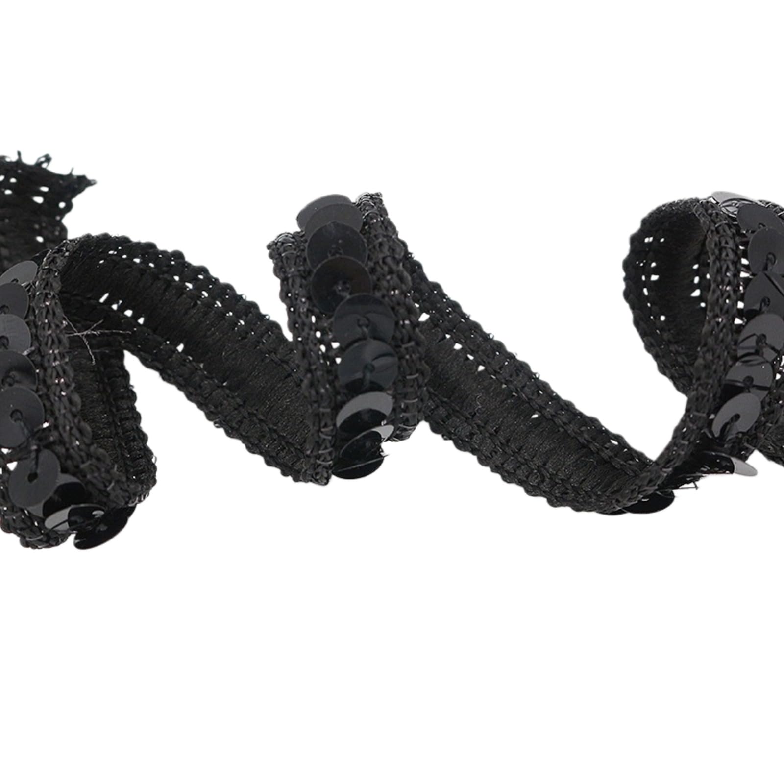20 Farben 25m Elastisches glänzendes Paillettenband 1.2CM dick pailletten zum aufnähen geschenkband für DIY Nähen Kostüme Hochzeit weihnachten (Schwarz)