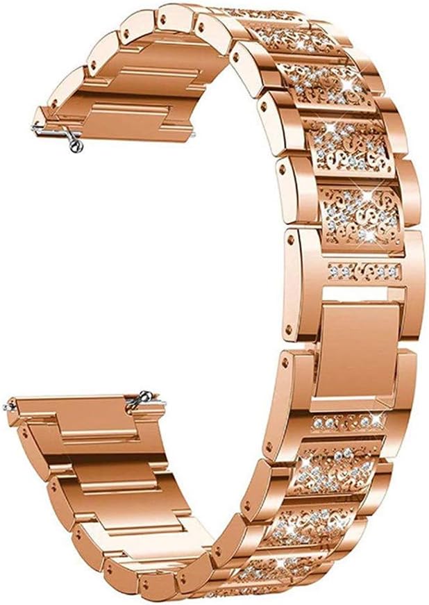 Metal Bands Compatible for Fitbit Versa 2/Versa/Versa Lite Edition for Women, Diamond Bling Crystal Metal Replacement Strap for Fitbit Versa(Rose Gold)