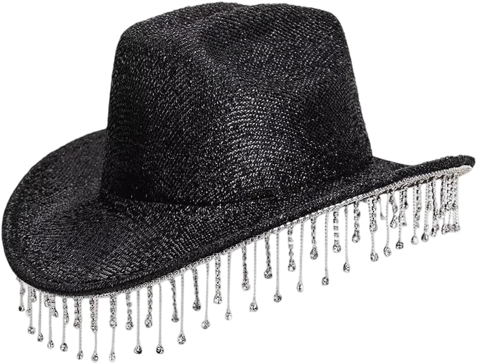 Hndudnff Women Sequins Fringes Cowboy Hats Festival Accessories Party Decorations Hats