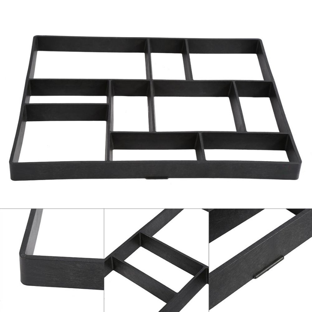 Molde Hormigón 10 Compartimentos 60x50x5 cm, Reutilizable para Jardín Caminos Entradas DIY Negro