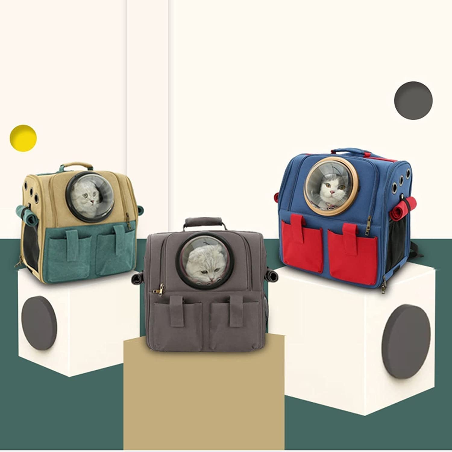 Mochila para Mascotas Transportín para gatos con cápsula espacial, bolsa de transporte para gatos, perros y animales pequeños, mochila para gatos de gran capacidad, mochila para perros Espacioso