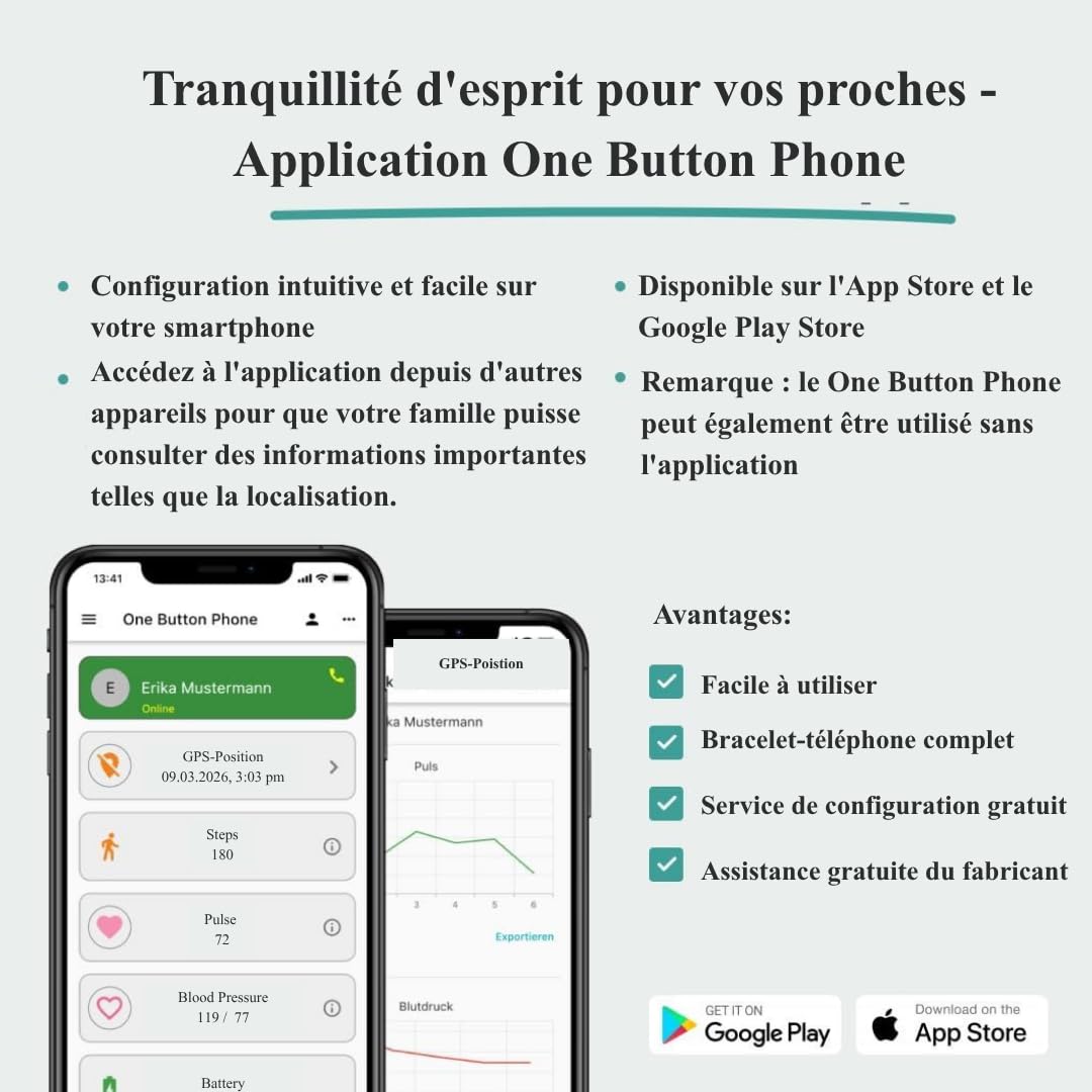 Montre Téléphone Senior GPS SOS Anti-Chute | Appel SOS en Cascade vers 3 Proches, Sans Abonnement, Marque Allemande, Opérateur Libre – Hors Certains Forfaits Prépayés
