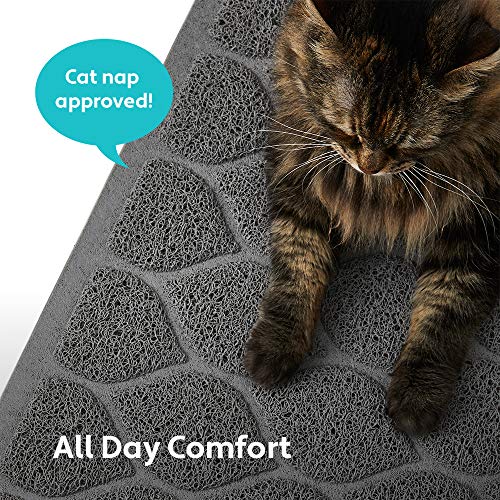 Mighty Monkey Durable Easy Clean Cat Mat, Litter Box Trapping Mats, Great Scatter Control, Keep Floors Clean, Soft On Sensitive Kitty Paws, Cats Accessories, Slip Resistant, 24X17, Slate Gray #TOP7