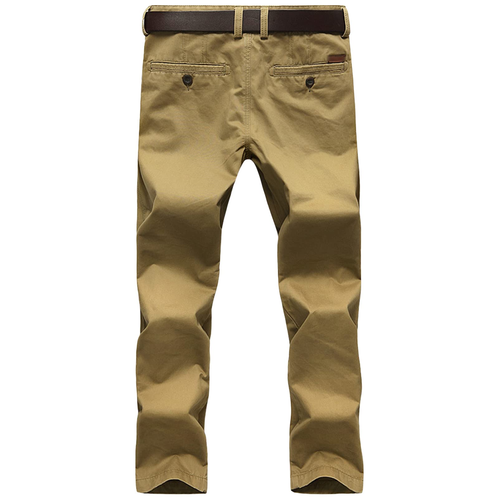 Men Relaxed Fit Casual Cotton Pant Chino Flat Front Classic Straight Pants Lightweight Business Comfort Trousers (Khaki,36)