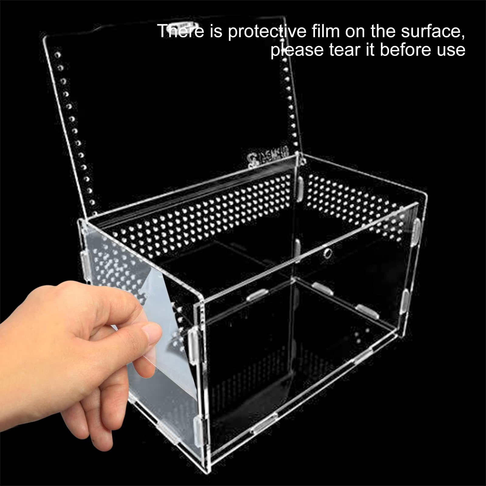 Nizirioo Acrylique Boîte D'alimentation D'insectes: 20cmx12cm x 12cm Boîte D'élevage De Reptiles, 360 ° Transparent Boite Portable Terrarium Insecte, Terrarium Phasme pour Animaux de Compagnie Rampant