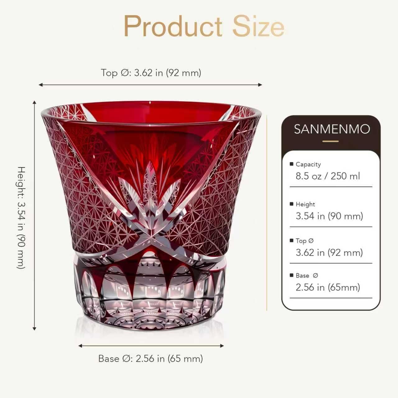 Hand Blown Crystal Whiskey Glass, 8.5Oz Edo Kiriko Style Cut Rocks Glass, Japanese-Inspired Luxury Lowball for Whisky, Bourbon & Spirits – Celebrate the Moment - Image 3