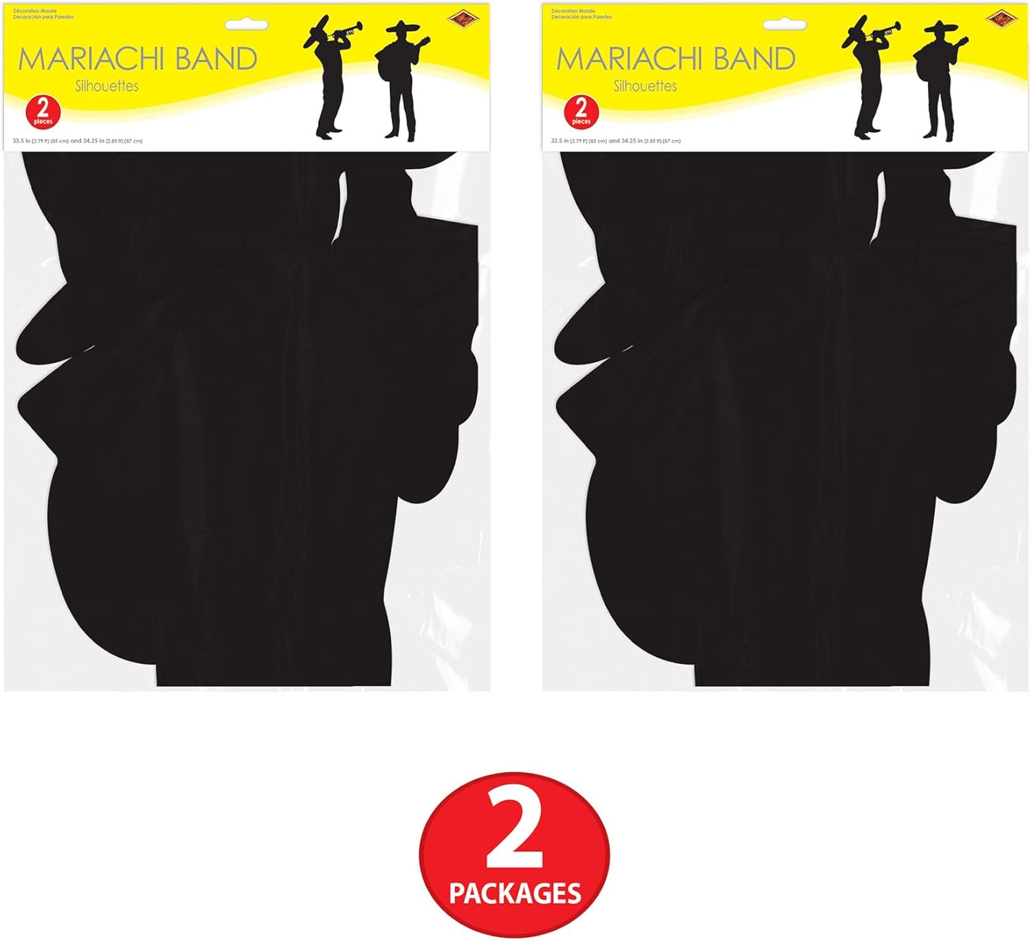 Beistle Mariachi Band Silhouettes, Set of 4- Fiesta Party Decor Props for Mexican Theme Celebrations, Musician Wall Art, and Cinco de Mayo and Taco Tuesday Decorations
