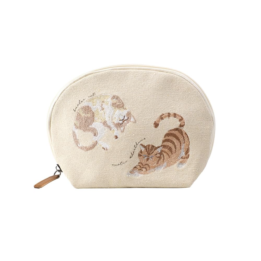 撥水ラミネート】ミニサイズのシェル型ポーチNo.12 和菓子ねこ 撥水