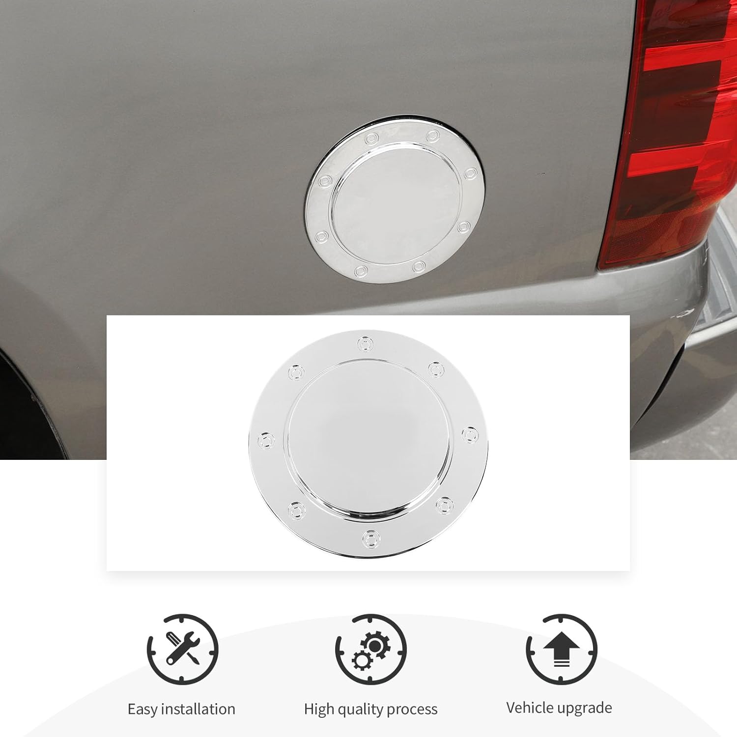 CheroCar Fuel Filler Gas Door Cover Fit for 2007 2008 2009 2010 2011 2012 2013 Chevrolet Silverado Tahoe Suburban Avalanche GMC Yukon GMC Sierra Exterior Accessories,Chrome B