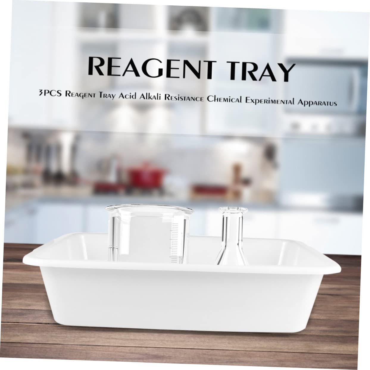 TOPBATHY Set di 3 Vassoi per Reagenti Chimici in Plastica Bianca, Resistenti ad Acidi e Alcali, Superficie Liscia, Design Compatto per Attrezzature da Laboratorio