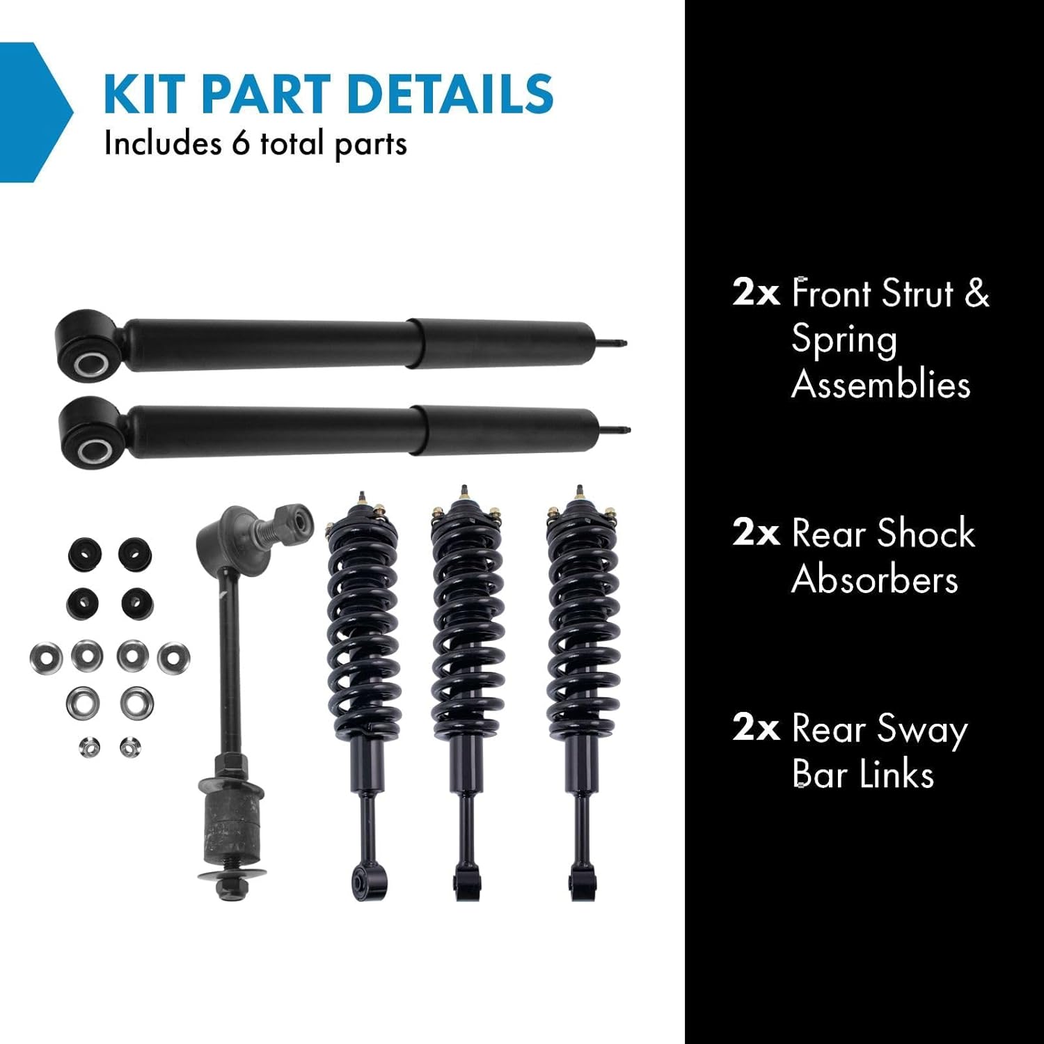 TRQ Front and Rear Suspension Kit Complete Strut & Coil Spring Assembly Shock Absorber Sway Bar Stabilizer Link Compatible with 2003-2022 Toyota 4Runner 2007-2014 FJ Cruiser