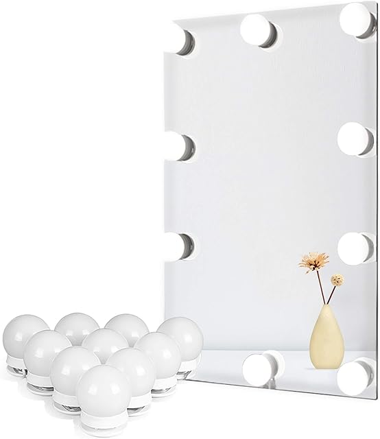 Vanity Lights for DIY Hollywood Mirror, Makeup Lights for Dressing Table, LED Strip Lights Kit with Touch Sensor Dimmer Switch and Power Adaptor, 10 Bulbs 4 Meters, Mirror Not Included