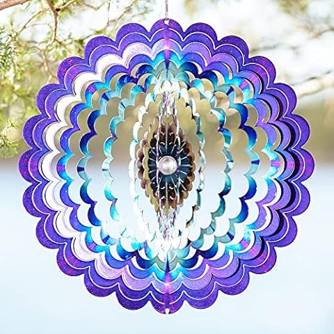 VP Home Floral Burst Mandala Kinetic 3D Metal Outdoor Garden Decor Wind Spinner Cover