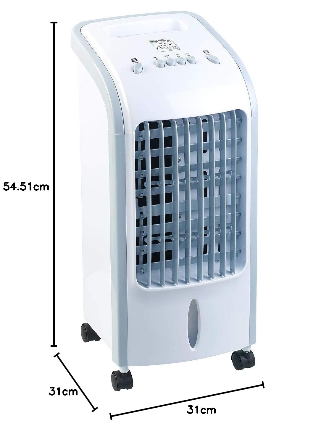 Sichler Haushaltsgeräte Luftkühler mit Wasser: 2in1-Luftkühler und Luftbefeuchter mit Oszillation, 3,5 Liter, 75 Watt (und Befeuchter, Mobiler, Kühl)