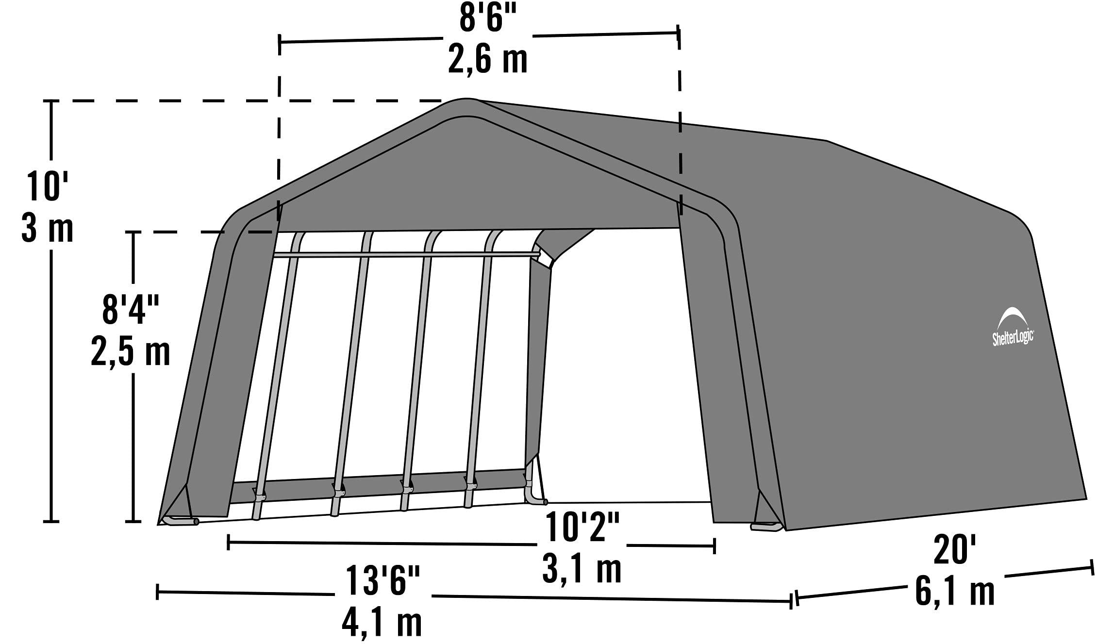 Amazon.com : ShelterLogic 73432 Grey 12'x20'x10' Peak Style