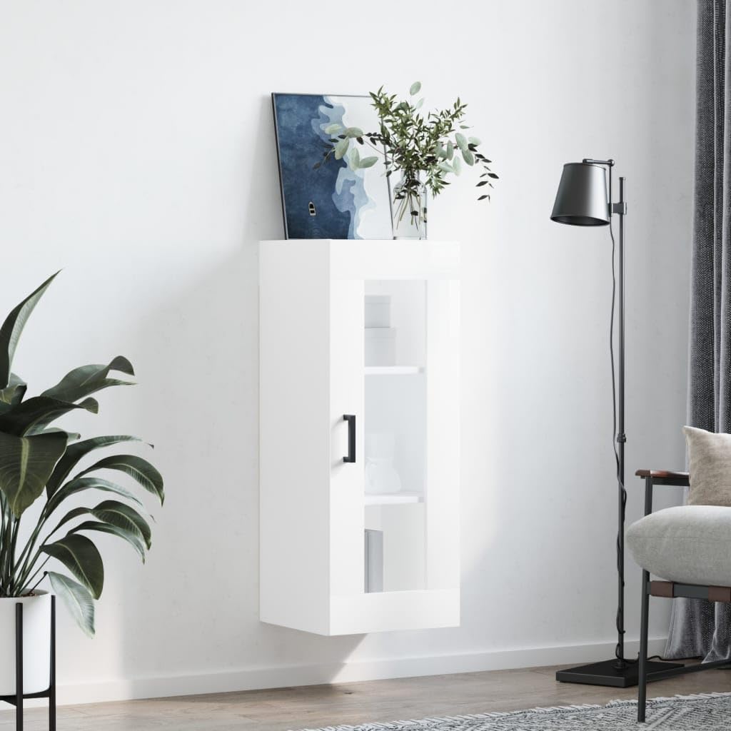 Elegancka szafka kuchenna o wysokim połysku, 34,5 x 34 x 90 cm, nowoczesny design, trwały materiał, wszechstronny, do salonu, sypialni, gabinetu