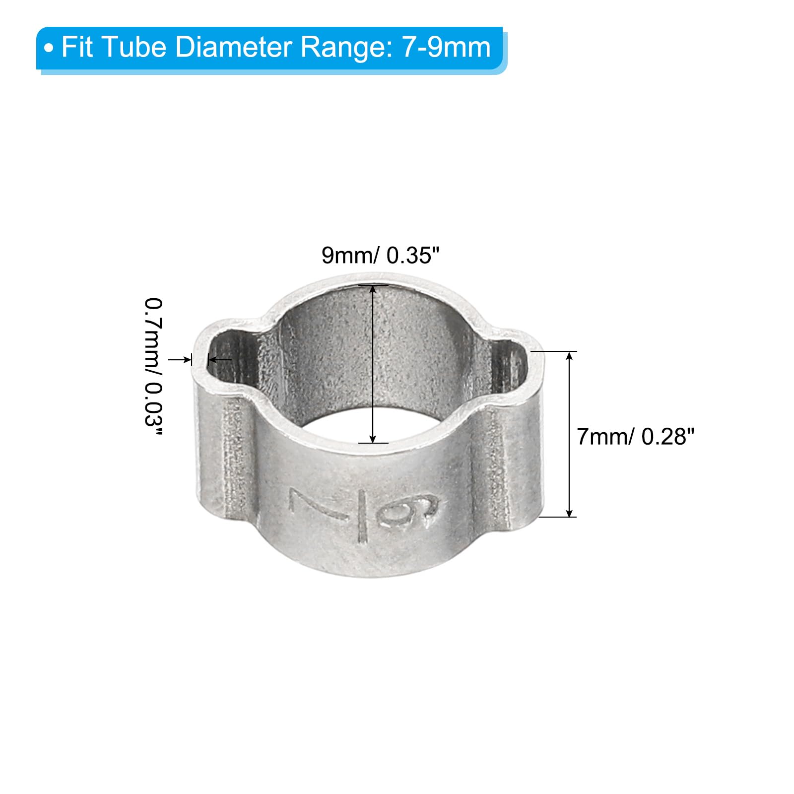 PATIKIL Lot De 30 Colliers De Serrage à Double Oreille, 20–23 Mm, Anneaux De Sertissage En Acier Galvanisé Pour Raccords De Tuyaux, Ton Argenté