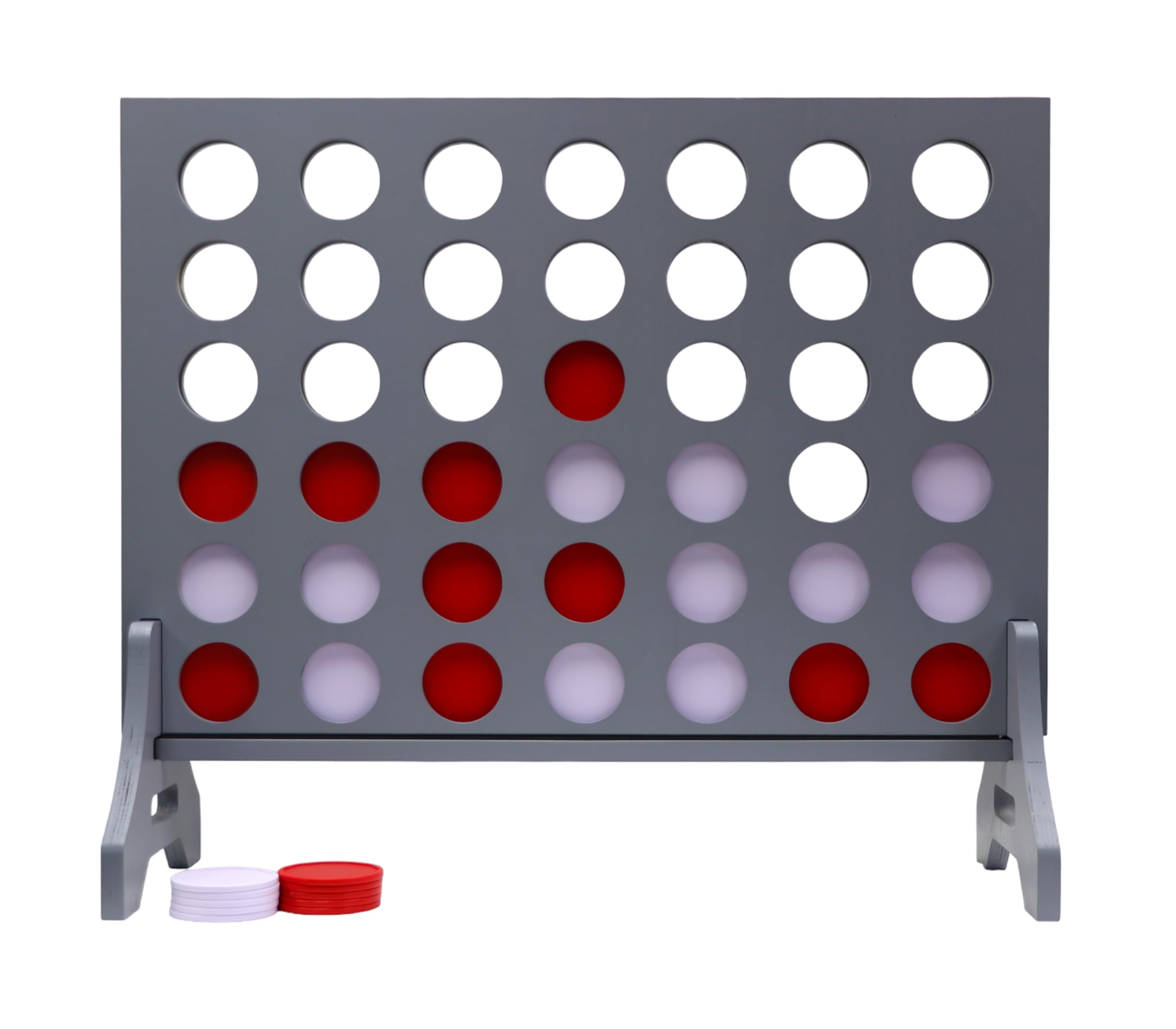 Giant 4 in a Row Game for Family &amp; Adults – Tailgating Pros Jumbo Grey Wooden Four in a Row Indoor &amp; Outdoor Yard Game for Family Party Fun, Portable Activities for Patio, Backyard, and Camping