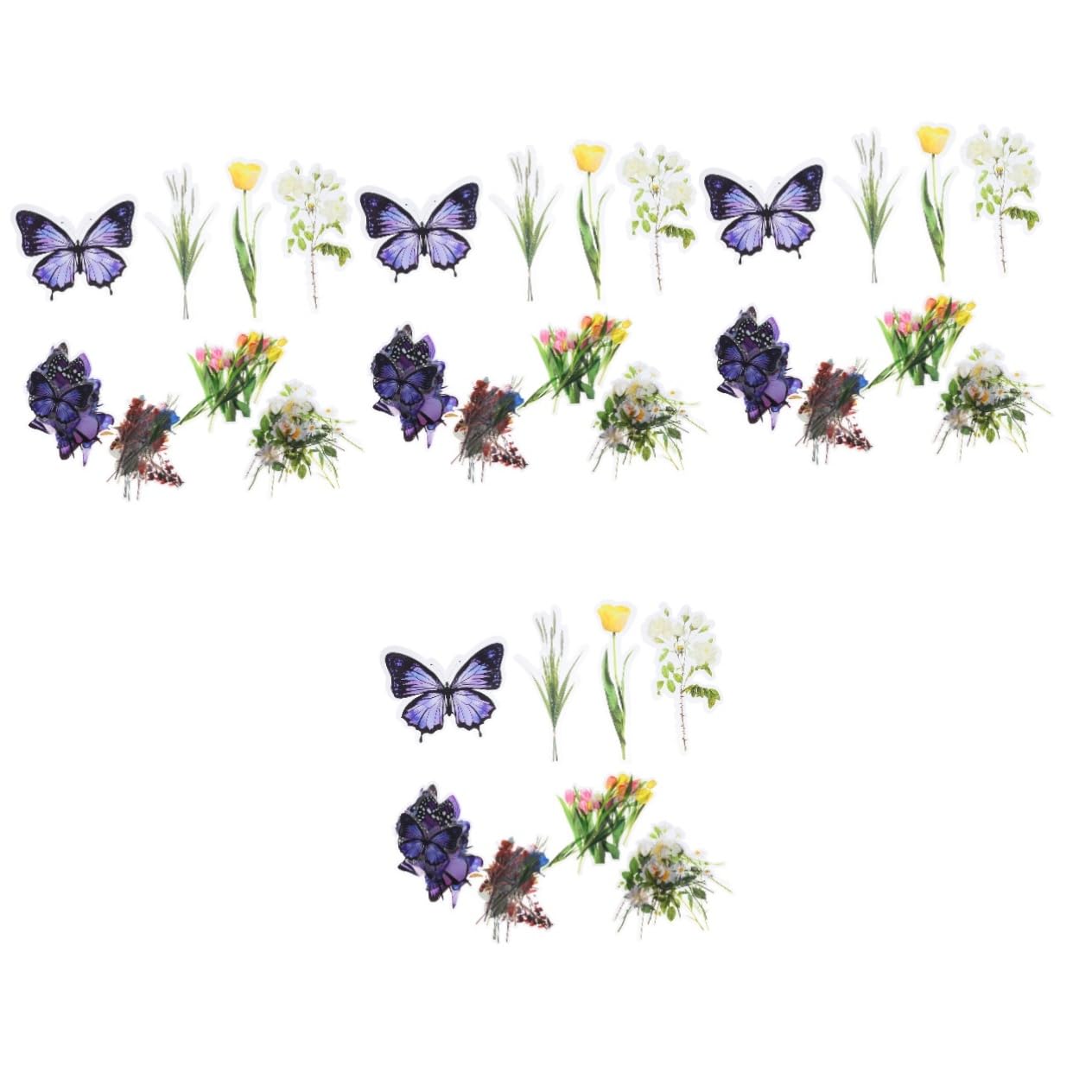 EXCEART 4pezzi Pacchetti Di Adesivi Floreali Vintage Per Scrapbooking e Fai Da Te Adesivi Impermeabili Con Farfalle e Fiori Per Decorare Diari e Progetti Creativi