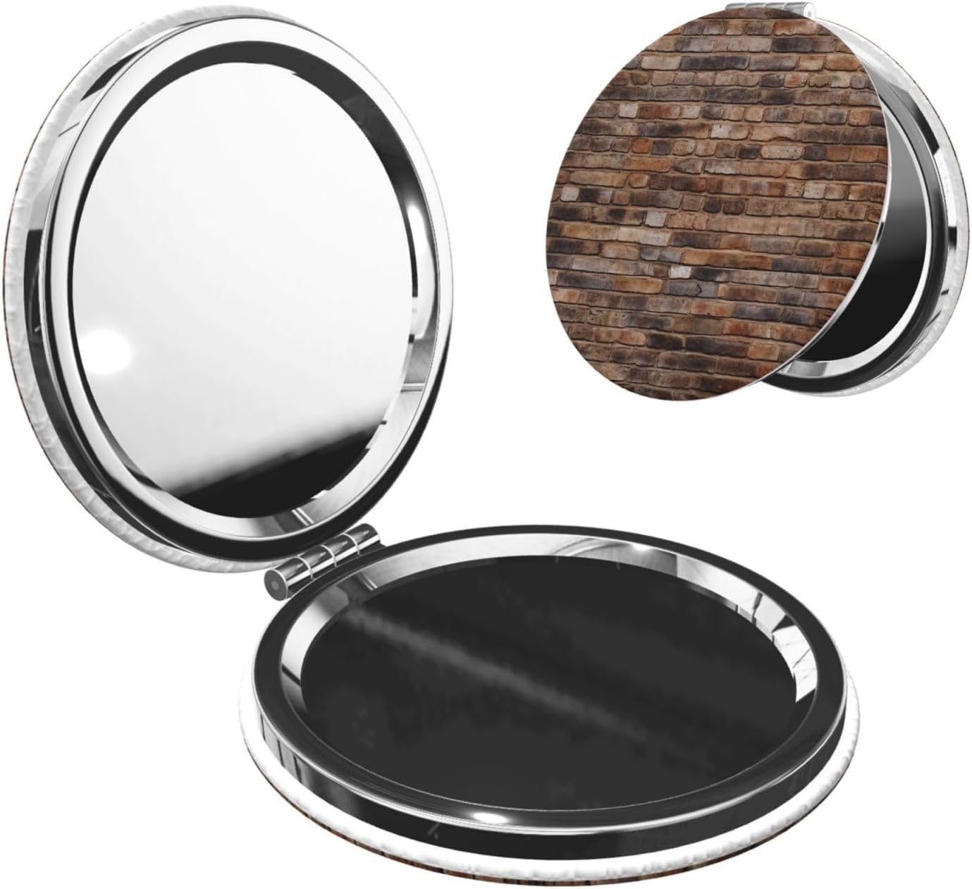Brick Wall Compact Mirror for Purse, Double-Sided 2X/1X Magnifying Mirror for Women Men, Travel Makeup Mirror for Handbag, Handheld Vanity Mirror for Gift
