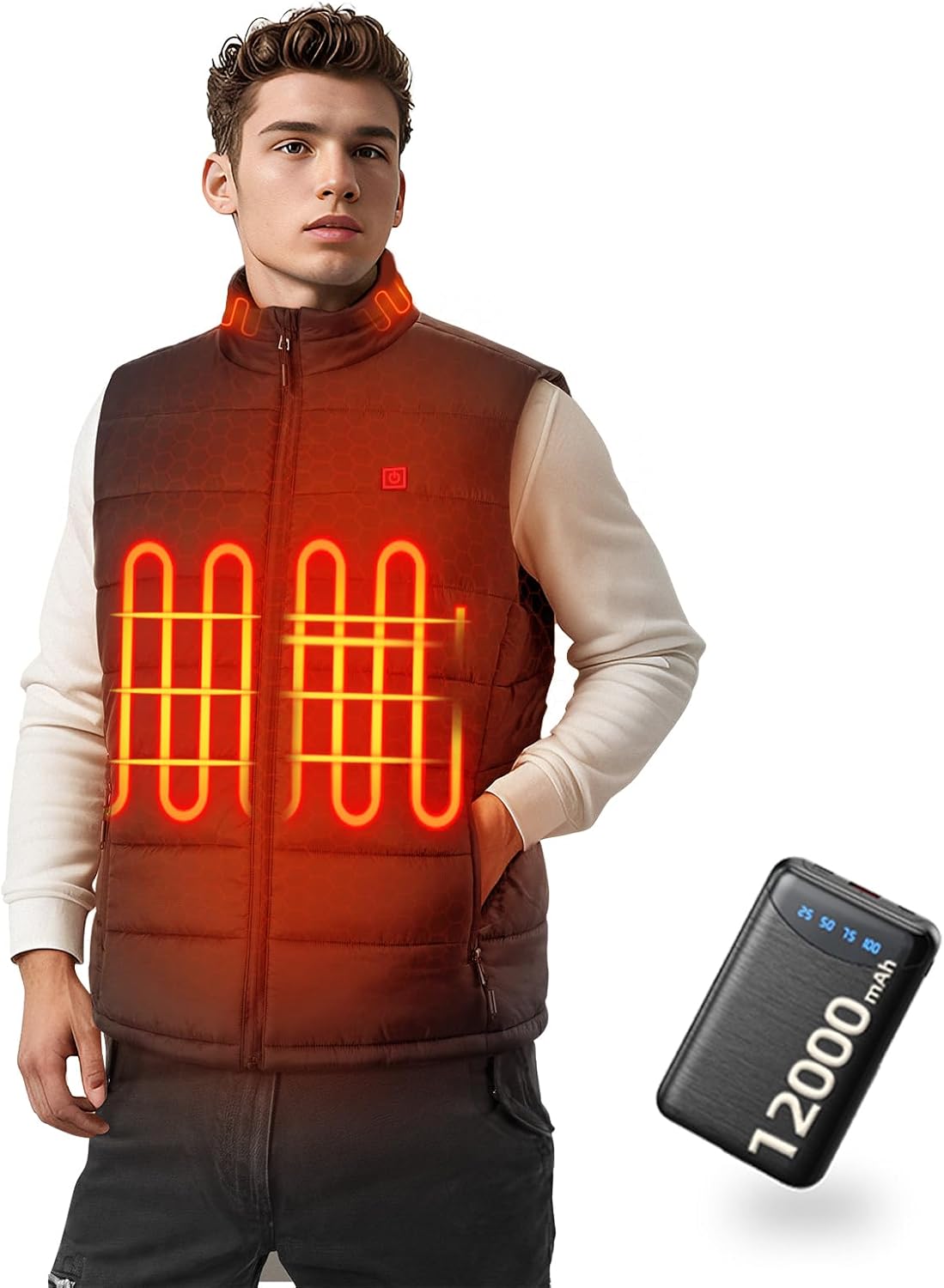 Men’s Heated Vest with APP Control, Heated Jacket with Battery,