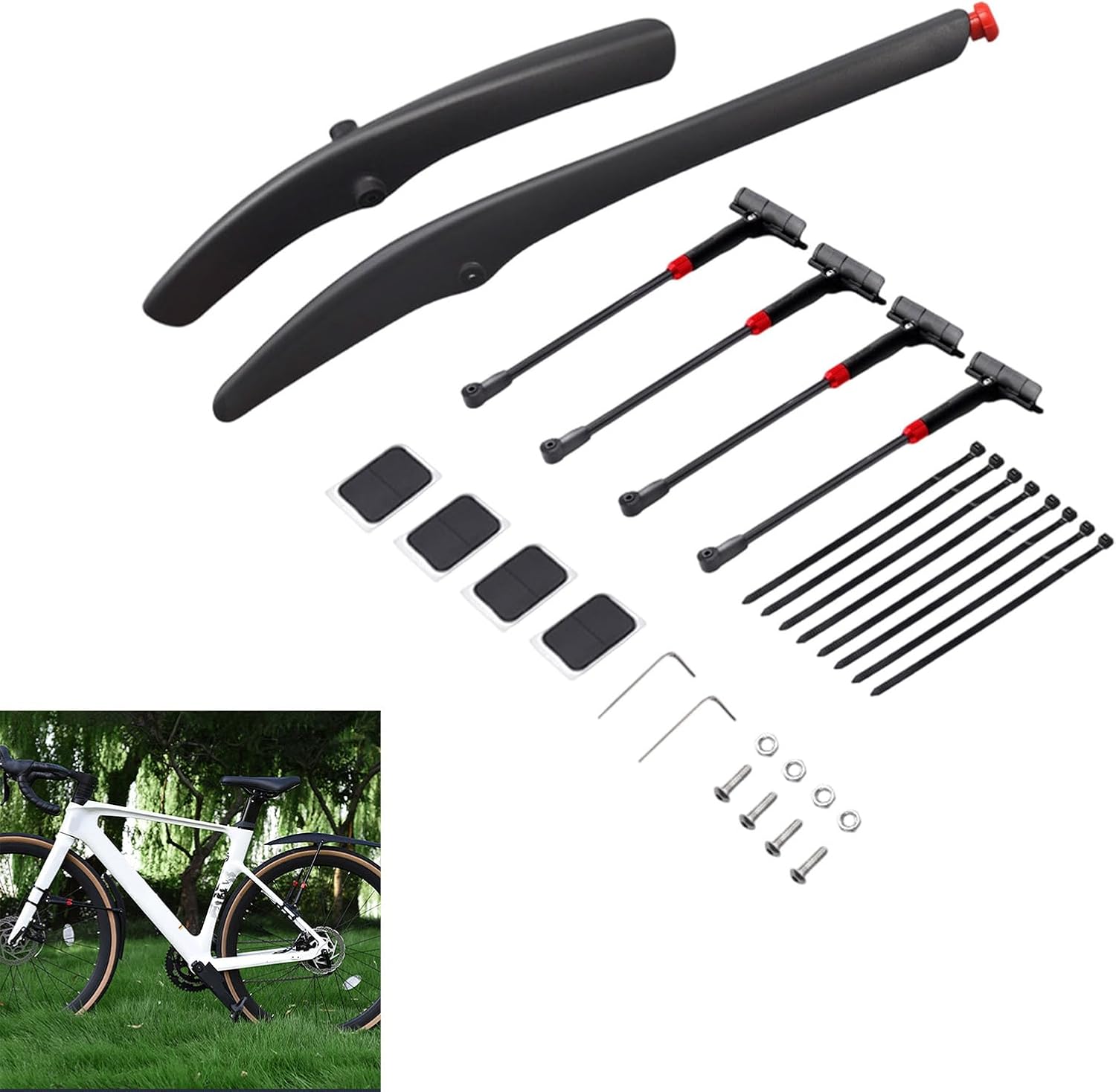 Light Weight Mudguard with Taillight Adjustable Mountain Bike Rear Mud Guard Hard Shells Mudguards Part Road Mountain Biking Accessory
