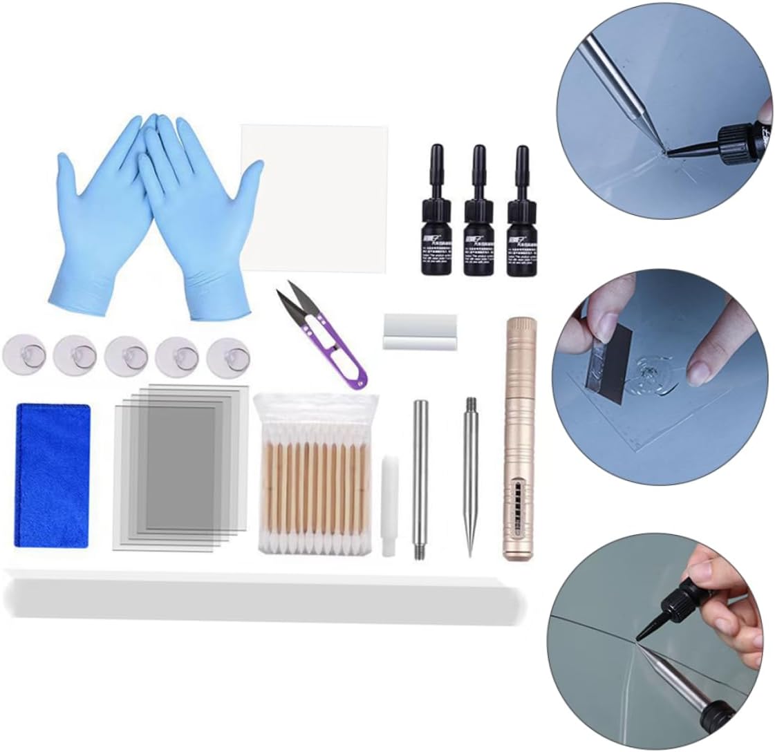 1set Glass Repair Tool Kit for Windshield Cracks Glass Repair for Long Cracks and Pits Simple Application Suitable for Old and Damage