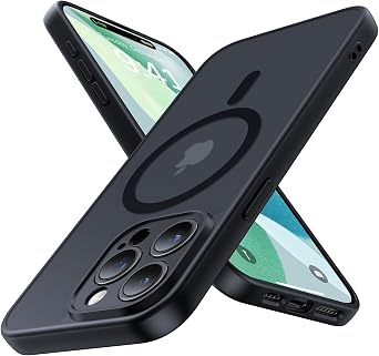 Magnetic for iPhone 14 Pro Max Case,Upgraded [Full Camera Protection][Compatible with Magsafe][Military Grade Protection]Shockproof Slim Translucent Matte Phone Case for iPhone 14 Pro Max,Black