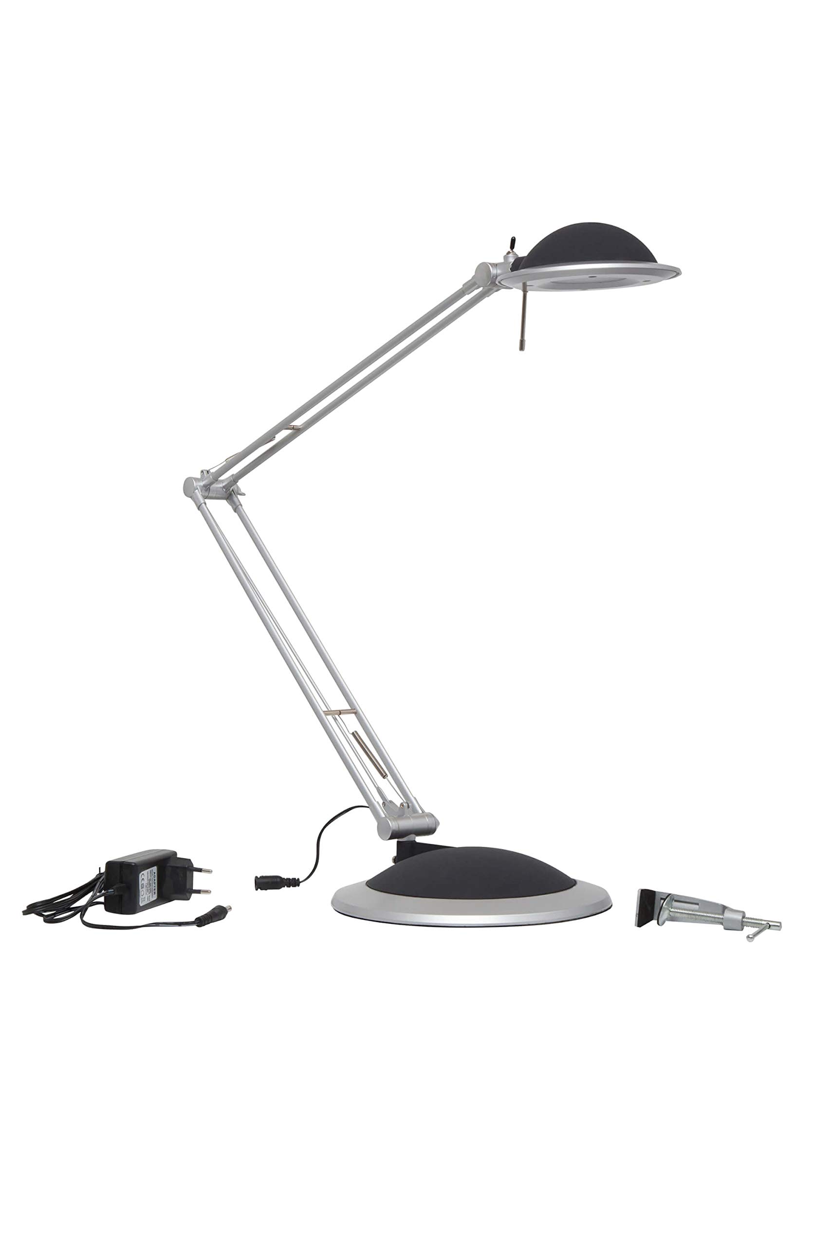 MAUL 8204095 11W LED A Argento lampada da tavolo | Luce neutra per lavorare concentrati, braccio orientabile preciso, fissaggio flessibile, sorgente sostituibile