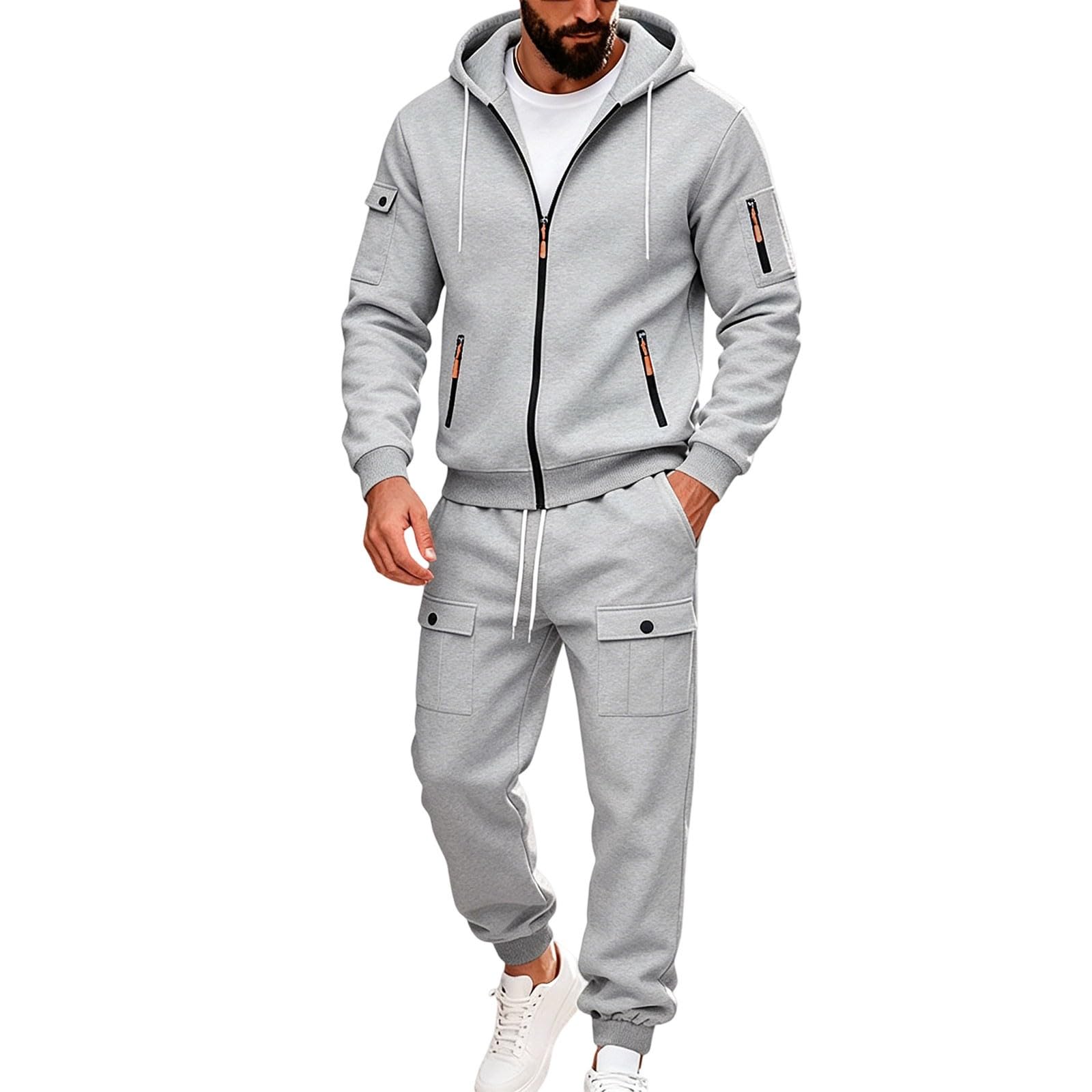 Co Ord - Conjunto de pantalones deportivos con cremallera completa y forro