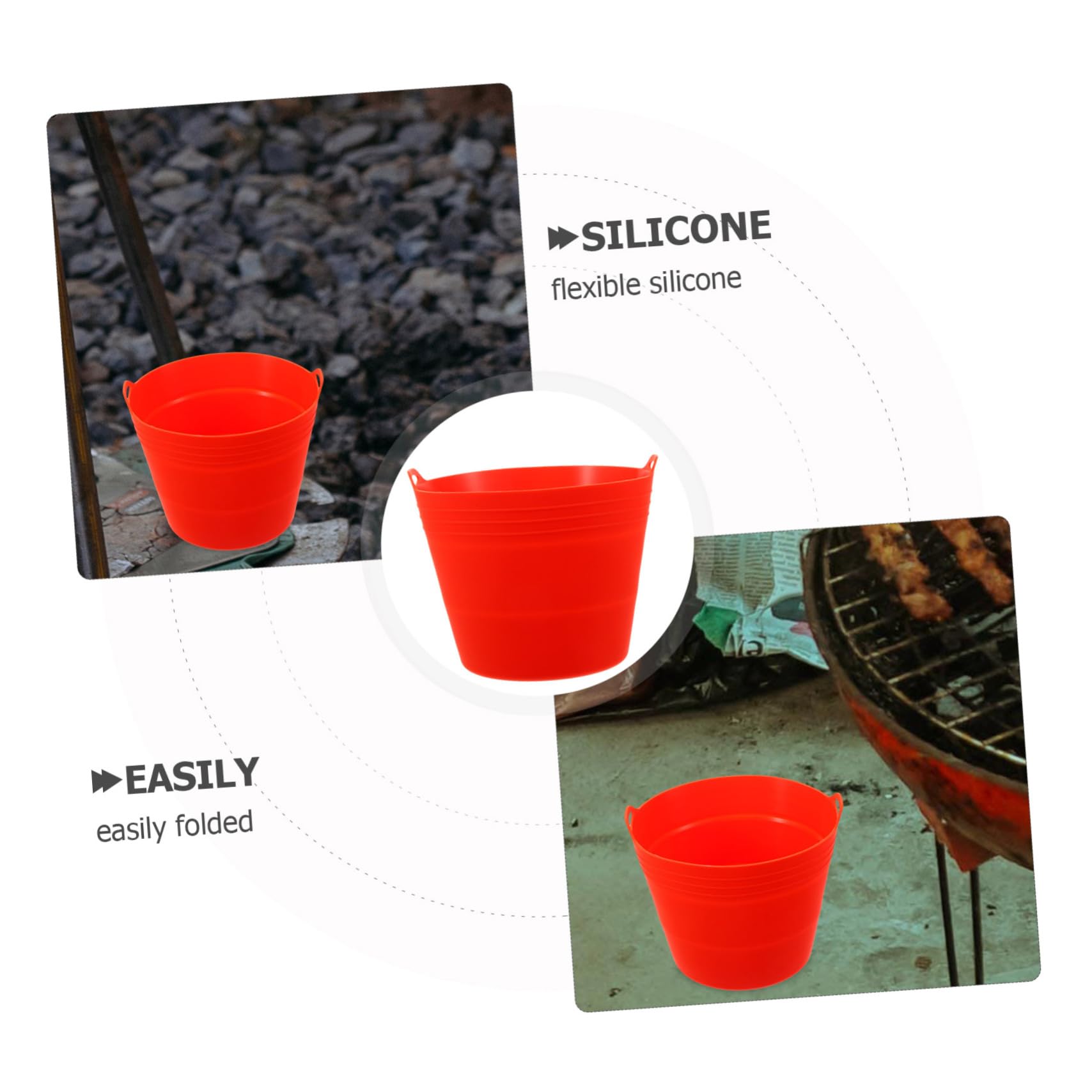 IWOWHERO Oil Bucket Liner BBQ Grease Bucket Reusable Silicone Folding Grill Effortless Cleaning