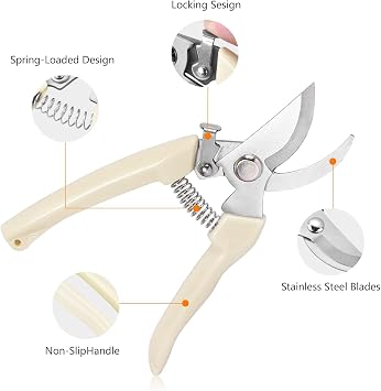 Garden Pruning Garden Secateurs Hand Pruners Pruning Shears Garden Scissors with Safety Locking Device for Branches, Flowers,Fruits Picking, Trimming Plants, Bonsai and Flowers