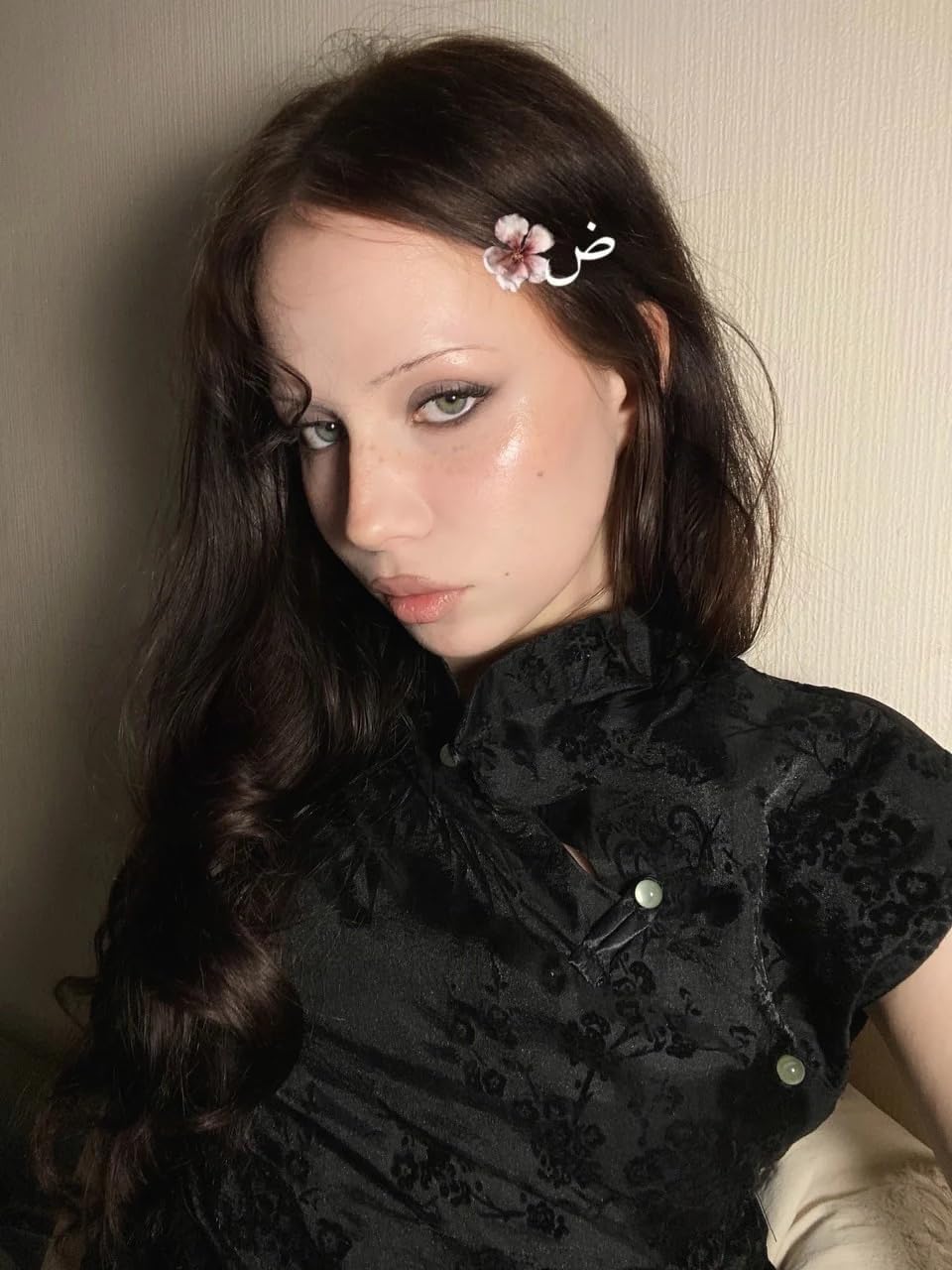 Women's Retro Chinese Style Cheongsam Top Summer Black Jacquard Short Sleeve Button Blouse T-Shirt - Image 3