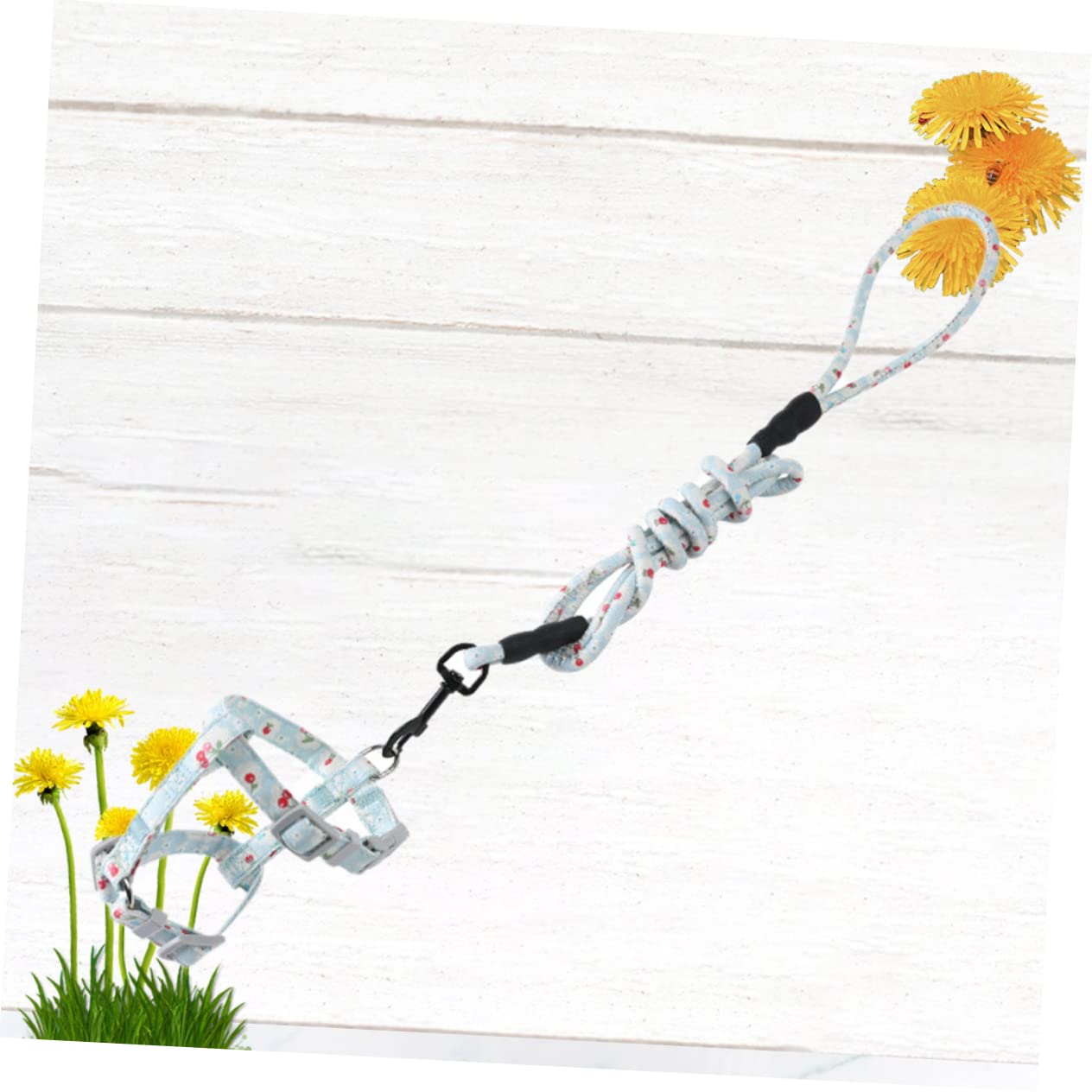 DOITOOL 3piezas Arnés Ajustable para Gatos Correa De Traction Diseño Floral Cinta De Algodón Suave para Paseos Interiores y Exteriores Azul