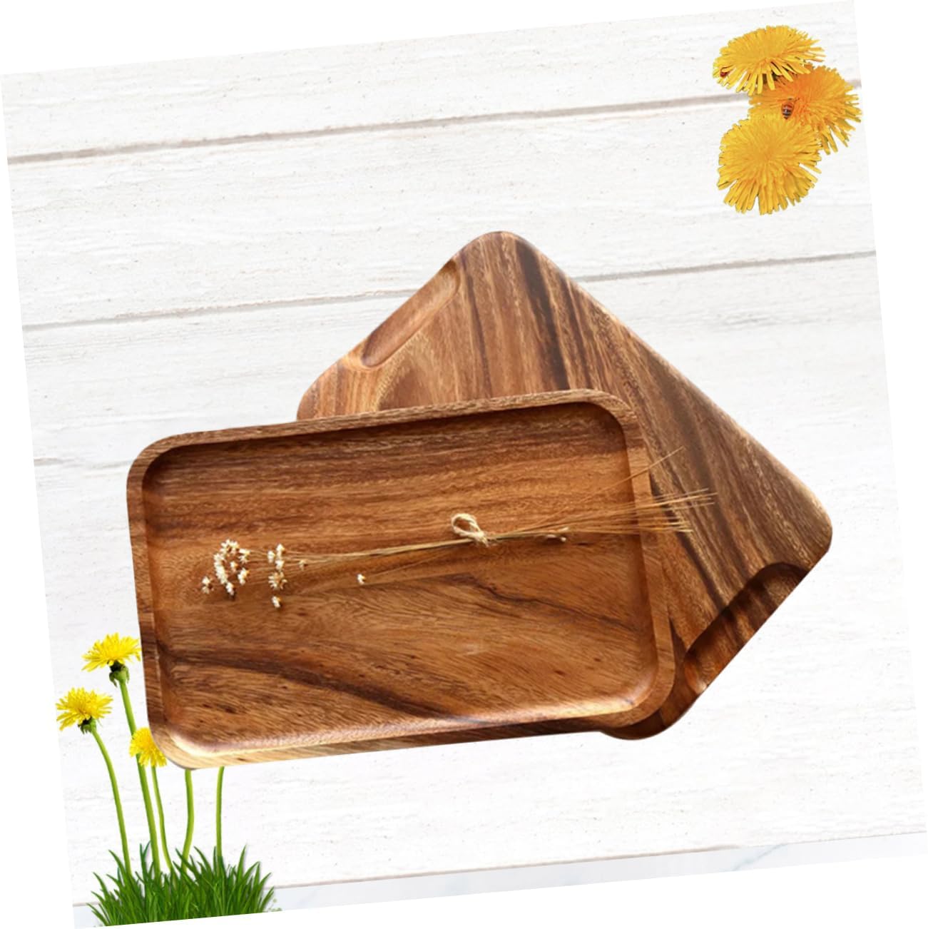 Solid Wood Dinner Plate Handmade Breakfast Plate Household Tableware for Fruit Snacks Desserts for Home Shop Restaurant Use