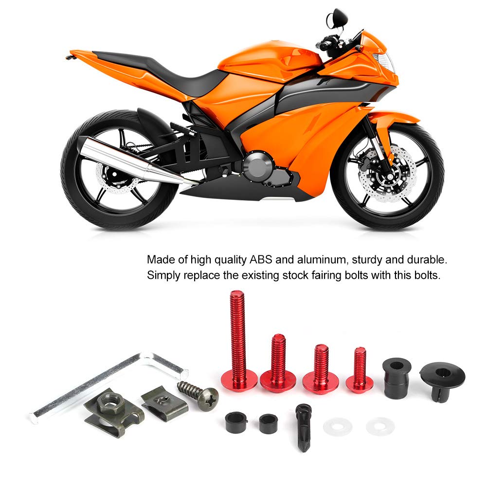 223Pz Kit Bulloni per Carenatura Universale per Moto, M5 M6 Viti per Parabrezza Moto Elementi di Fissaggio, Kit Assortimento di Viti per Dadi Rondelle(Rosso)